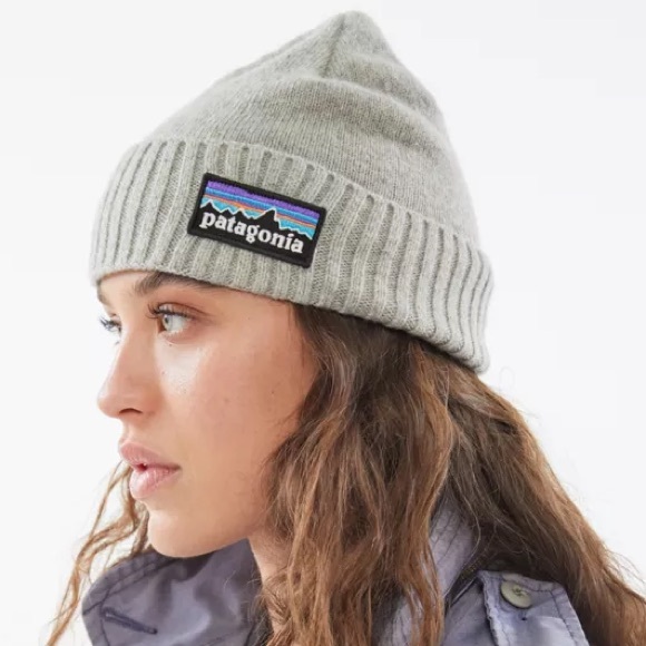 Patagonia Brodeo Beanie Gray Logo Wool Blend Outdoors - Picture 1 of 6